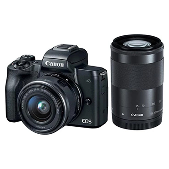 تصویر از دوربین عکاسی کانن مدل EOS M50 Mark II با لنز 15-45 میلی متر و 55-200 میلی متر با لوازم جانبی CANON EOS M50 Mark II Kit 15-45mm + 55-200mm IS STM Bundle